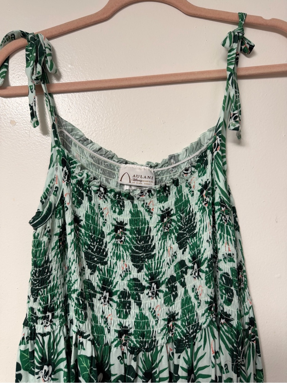 Disney Aulani Aloha Hawaii Tropical Mickey Palm Print Midi Sundress, L/XL/1X